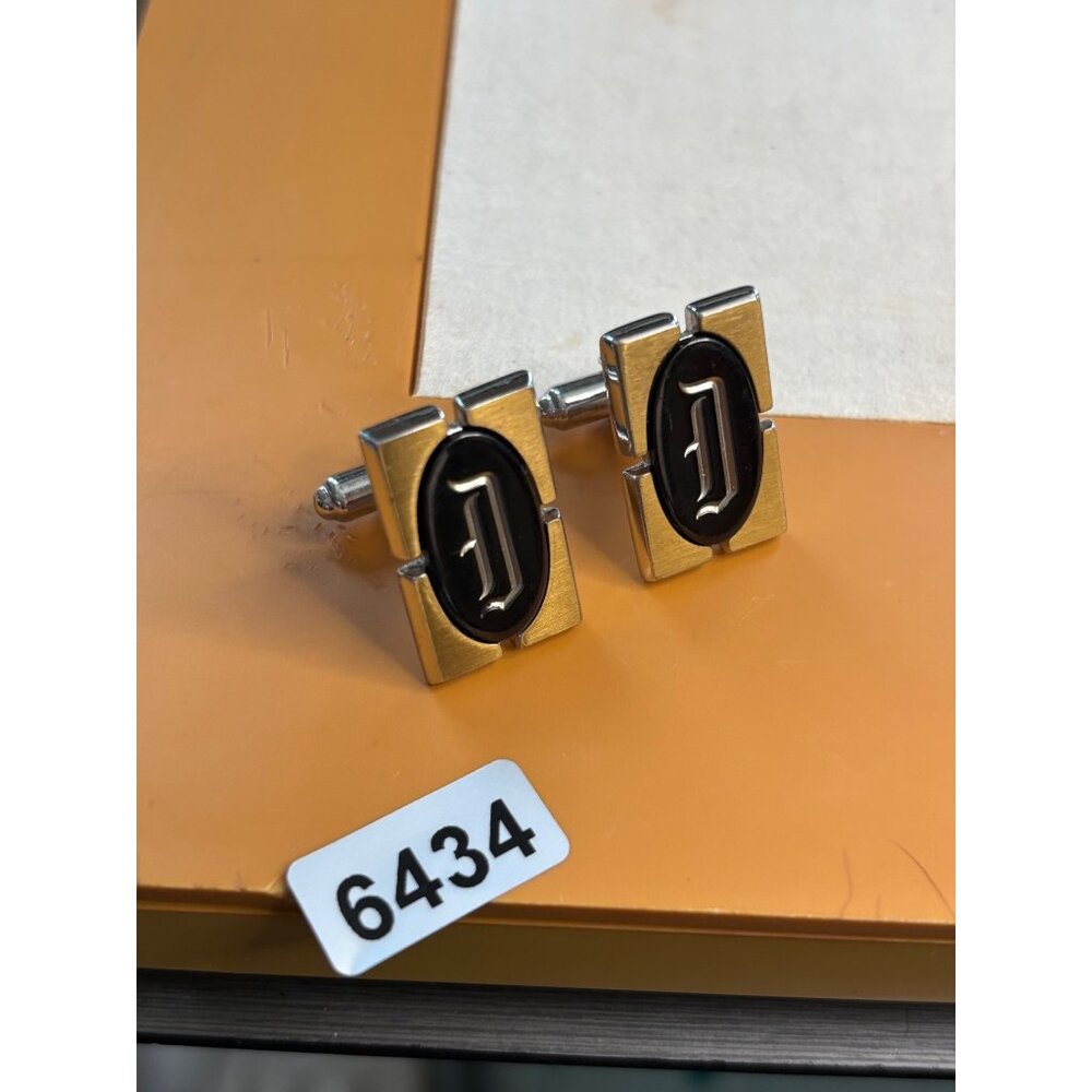 Gold & Black Rectangular Cufflinks With "D" Oval … - image 3